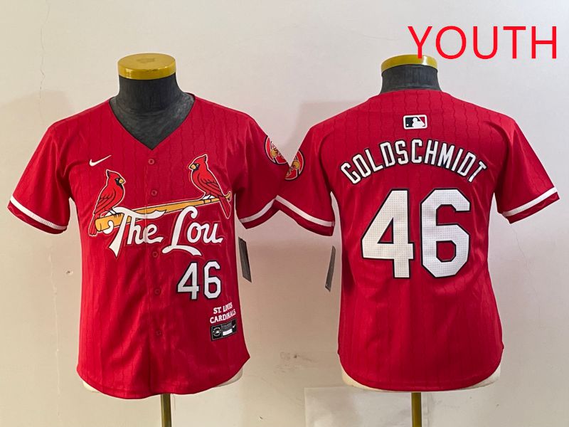 Youth St.Louis Cardinals 46 Goldschmidt Red City Edition 2025 Nike MLB Jersey style 1